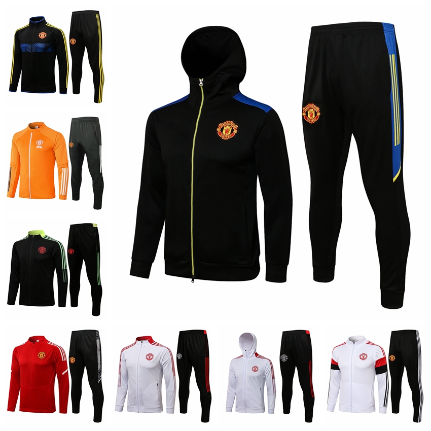 

2122 Manchester Soccer Full Zipper Jacket Football Tracksuits maillot foot BRUNO FERNANDES MARTIAL UTD UNITED Hoodie Survetement Chandal Tra, Gray