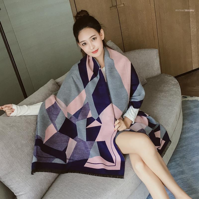 

Shawl Dual Warm Geometric Printing Cashmere Long Thickened Scarf Bufanda Mujer Echarpes Femme Echarpe Hiver Laine1