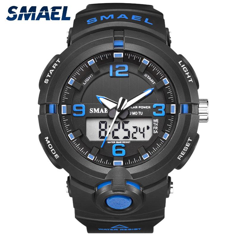 

Wristwatches SMAEL 2021 Watch Men Military Watches Sport Quartz Male Big Led 8017 Water Resistant, Red