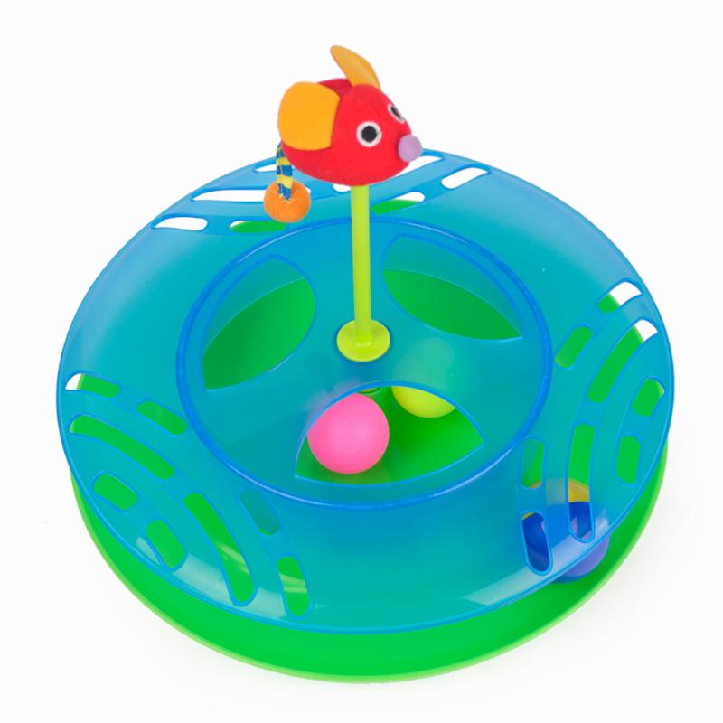 

Cat Chase Toys Pet Cat Interactive Toy 2 Level Training Amusement Plate Dog Toy Balls Crazy Ball Disk Interactive