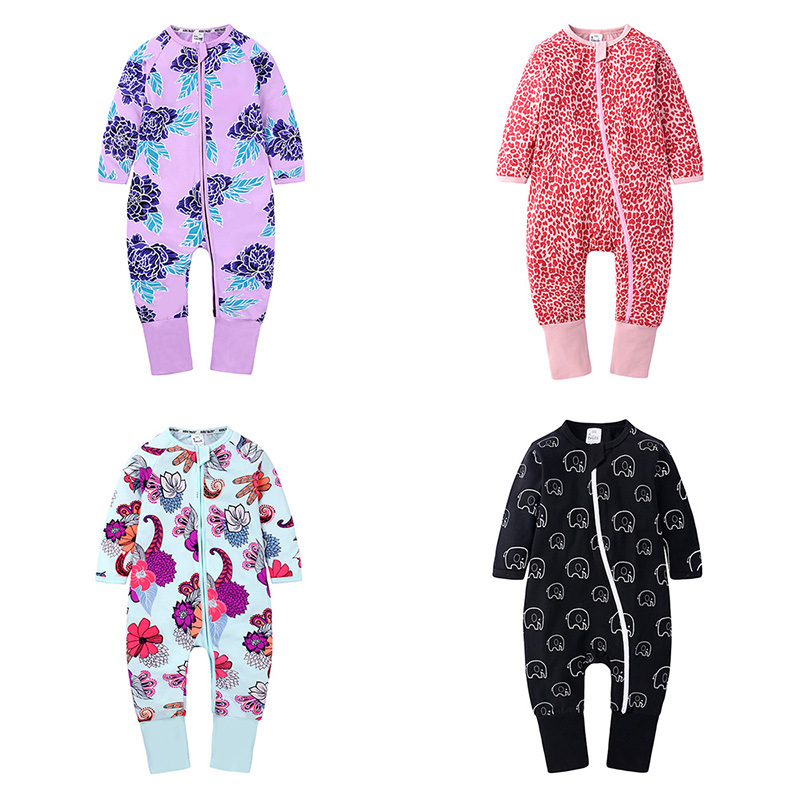 

2021 New Cartoon Floral Romper Cotton Baby Unisex Short Sleeve Newborn Clothes Spring Toddler Rompers 6-24 Months Cq43, Black