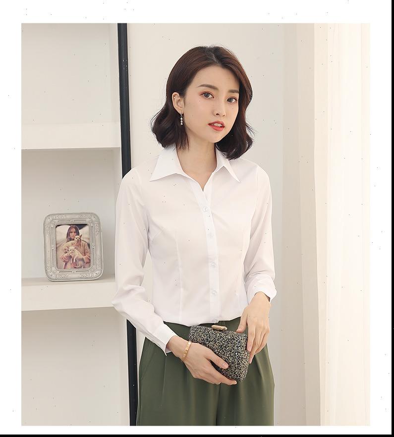 

Womens Blouses Spring Women Blouse White 4XL 5XL Big Size Shirts Office Lady Work Turndown Collar Long Sleeve Slim Tops