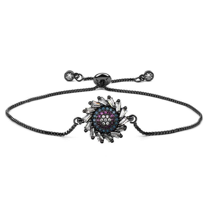 

Charm Bracelets Fashion Trendy Simple Bracelet For Women Micro Inlaid Zircon Sun Flower Lady Pendant Bangle Girl Gift Jewelry Pulseras