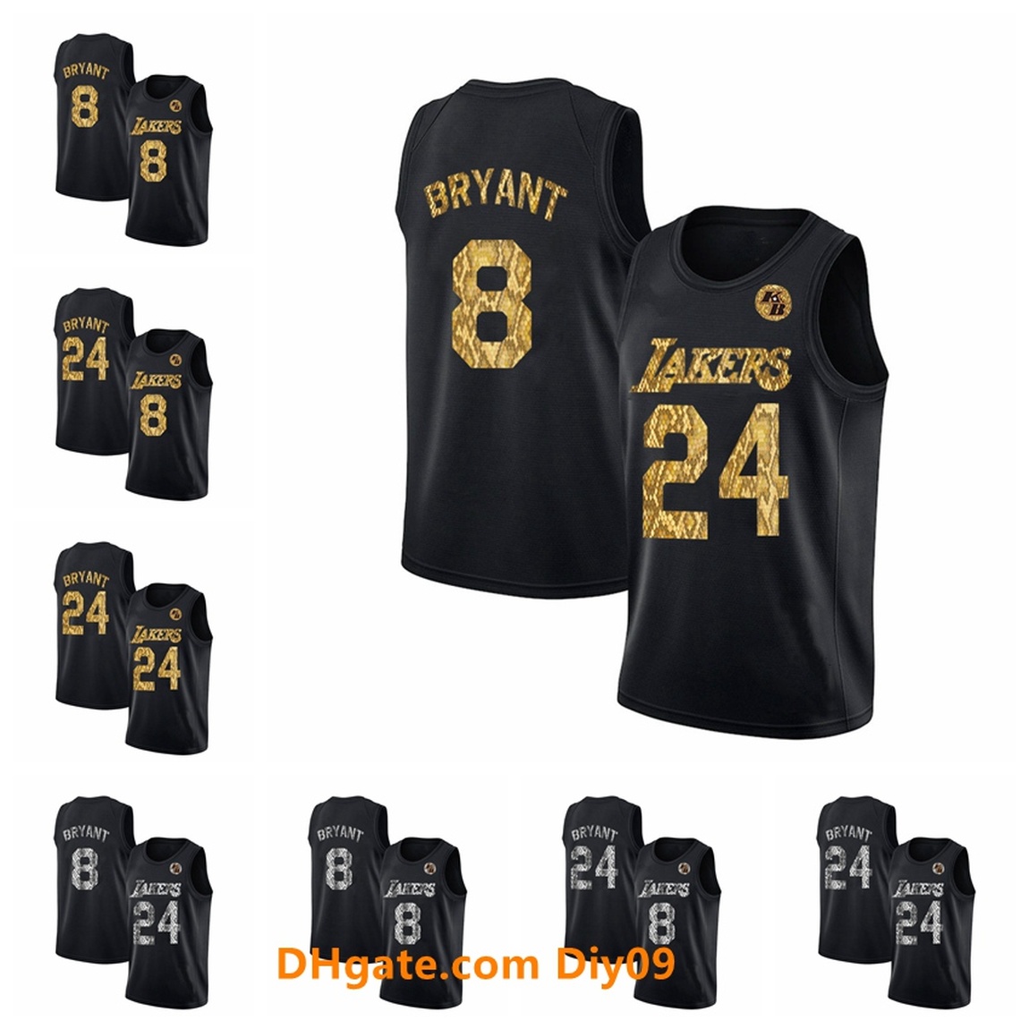 

2020 New Authentic Los Angeles Lakers Kobe Bryant 8 24 Black Mamba New Swingman Stitched Basketball Jerseys Home, Black;red