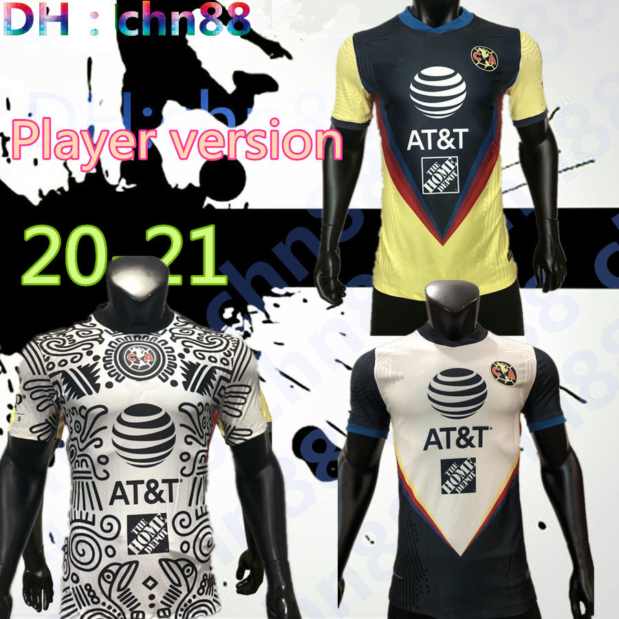 

Player version G. Dos Santos 20 21 home America Yellow jersey soccer R.SAMBUEZA P.AGUILAR 2020 2021 away Mexico club Football Shirt Thai top, 20-21 away