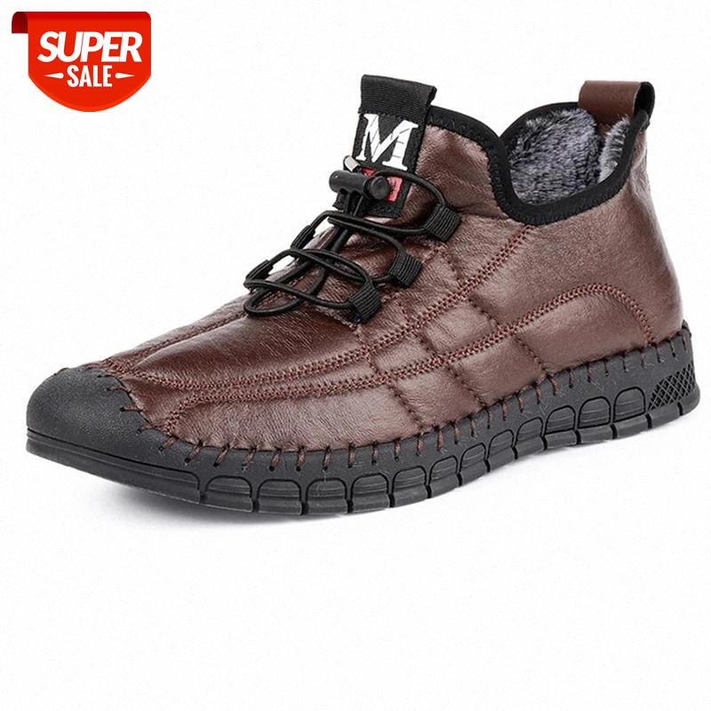 

Men Plush Lining Warm Walking Shoes Lace-Up Casual Solid Color Walking Shoes Winter Comfortable Basic Round Toe Snow Boots #Ob9P