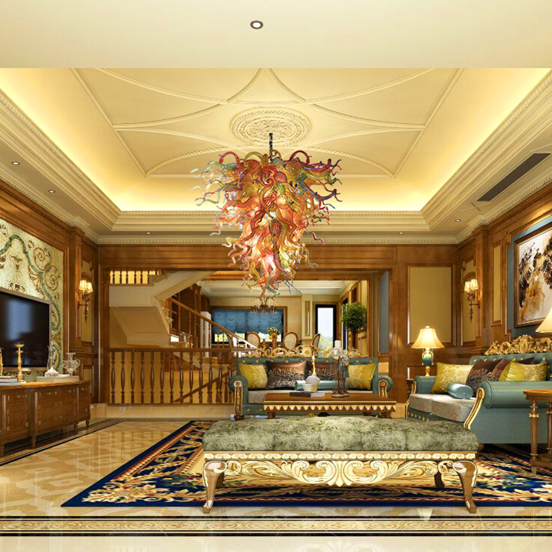 Customized Design Chandeliers Lamp Contemporary Home Deco Blown Glass Chandelier Pendant Lighting for Living Room Decor-image-662266844