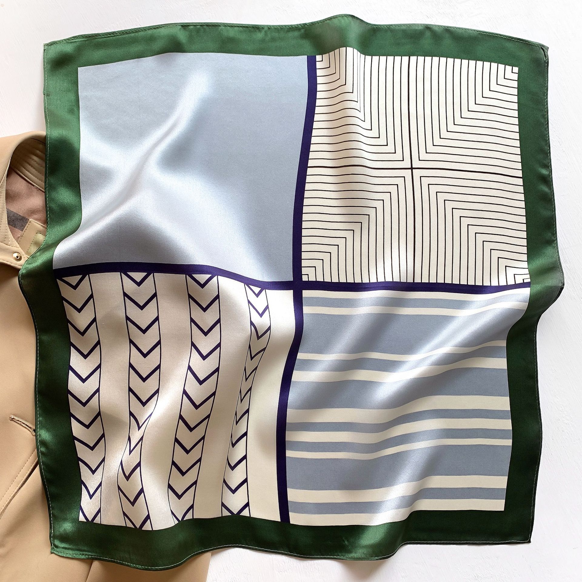 

Silk Scarf Mulberry Silk Scarf Summer Sun-Proof Printed Scarf Small Square Towel Hair Band Ribbon All-Match No. 5