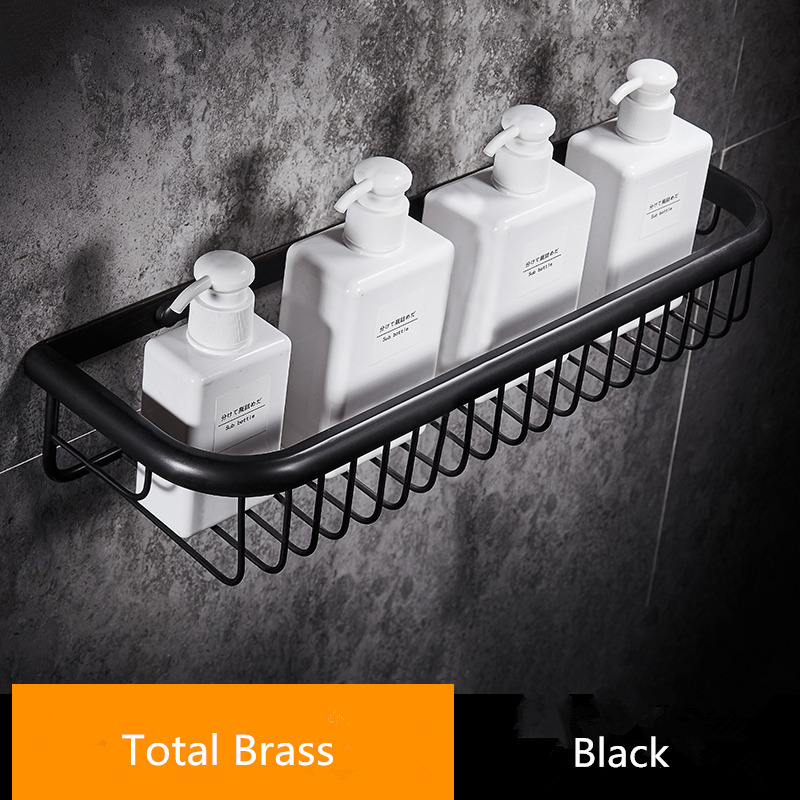 

2021 New Corner Shelf Black Soap Dual Tier Shees Brass Shampoo Basket Bathroom Holder G08p