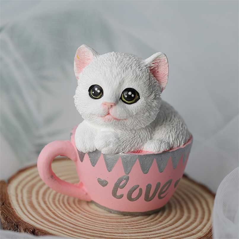 

PRZY Teacup Cat Mold Soap Mould Silicone Cute Cat Cartoon Molds Fondant Molds Handmade Soap Clay Resin Candle Mould 211130