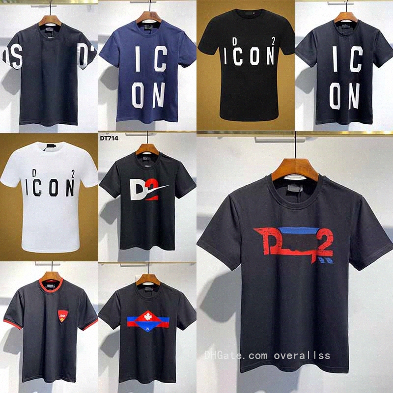 

20+ color Casual tee ICON Printed Men T Shirt Fitness T-shirts Mens d2 shirts Top Quality Sleeve M-3XL clothes O3KW#, White;black