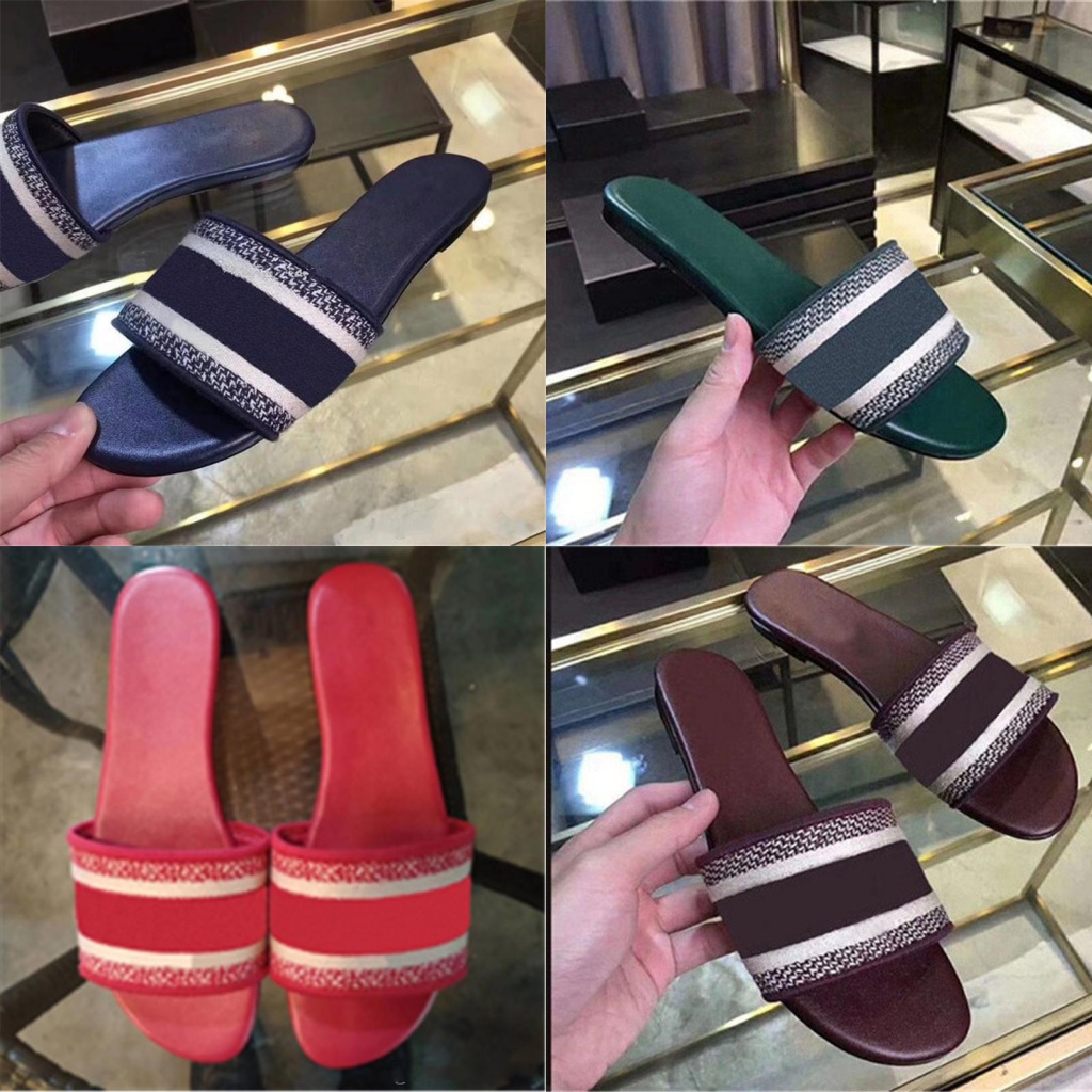 

Hot New Sandals Blue White Stripes Sandals Denim Flat Slippers Shoes Ladies Summer Outdoor Beach Causal Flip Flops Genuine Leather Sole Box