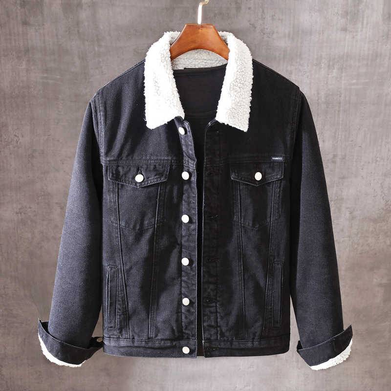 

2021 New Newly Fashion Winter Jacket Men High Quality Embroidery Designer Thick Veet Warm Cotton Denim Coats British Style Parka Hombre 64z4, Black