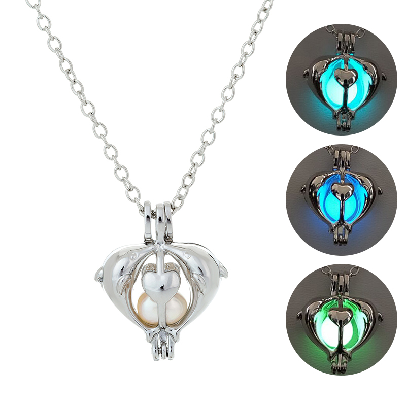 

Luminous Stone Women Necklace Glow Love Heart Pendant Necklace Animal Necklace Jewelry