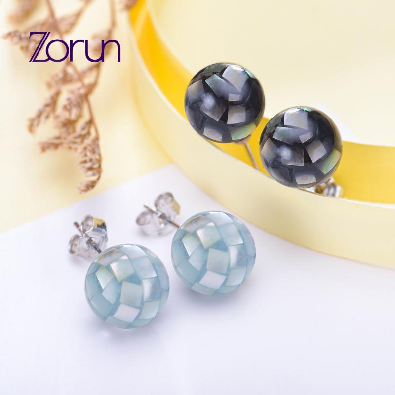 

Stud Zorun -Natural Mother Of The Sea Pearl Earring 10mm With 925 Sterling Silver For Women Design