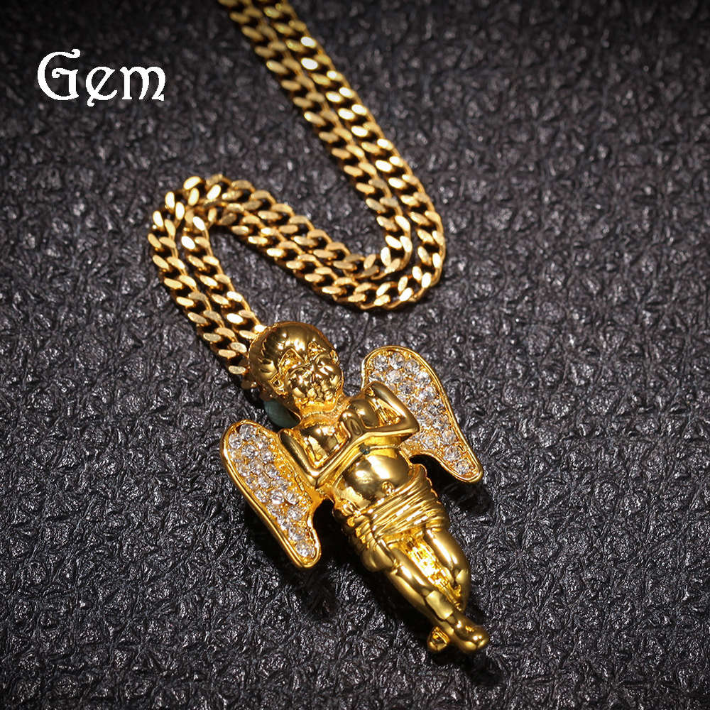 

Hip hop Angel Pendant fashion trend diamond Angel Necklace