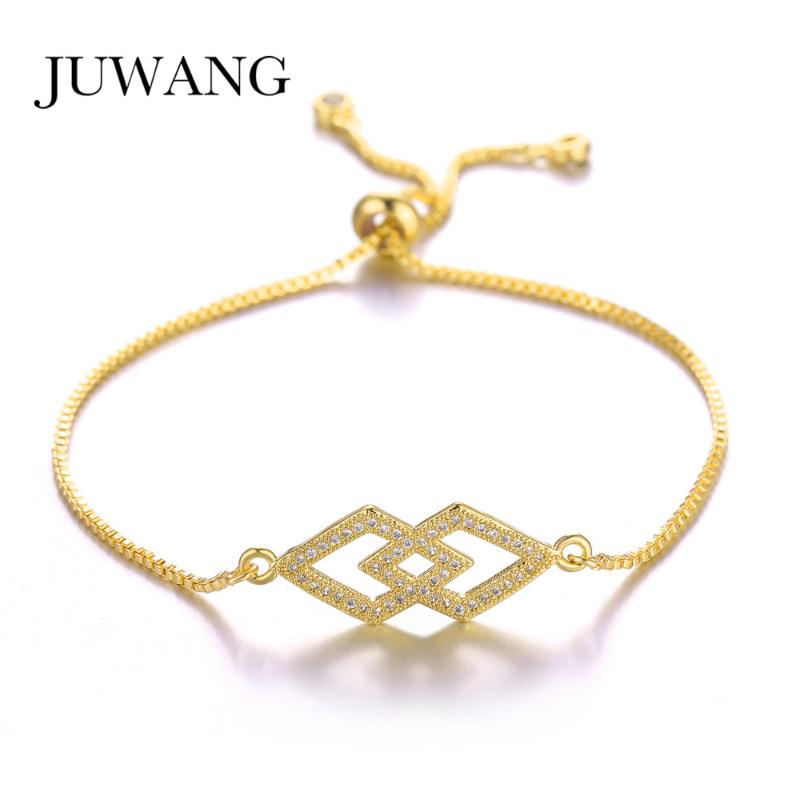 

Link, Chain JUWANG Gold Color Bracelet Chinese Knot Copper Charms Female Adjustable Link Bracelets For Women Fashion Jewelry