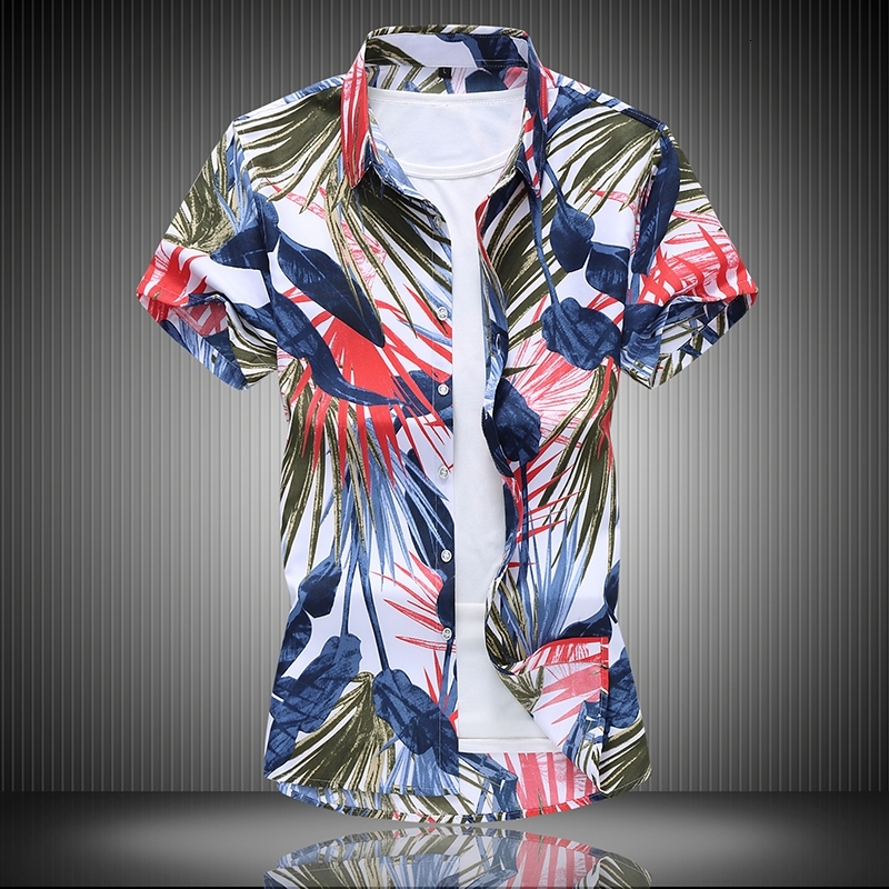 

New Design Short Sleeve Casual Shirts Men's Print Beach Blouse 2021 Summer Clothes Plus Oversize 5xl 6xl 7xl Vllv, 3602 1