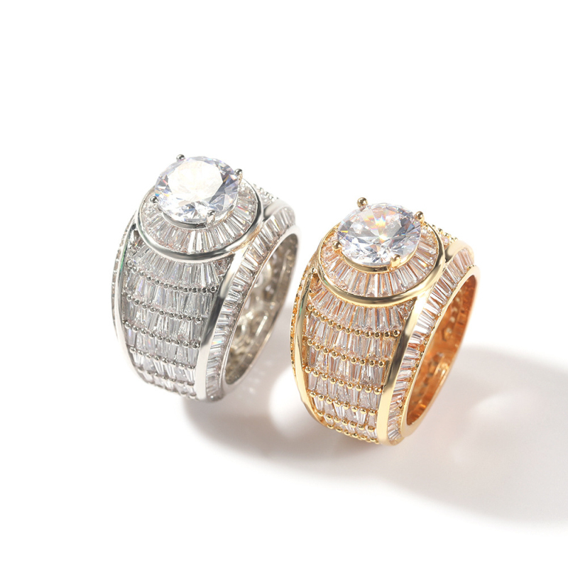

New Fashion Cool Big Hollowed Micro Pave Brass Ring for Men and Women Lovers Gift