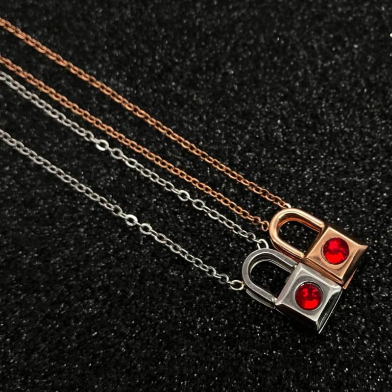 Pendant Necklaces Eonn004 2 Colors Stainless Steel Heart Lock Women Fashion Birthday Gift Necklace Jewelry-image-706628230