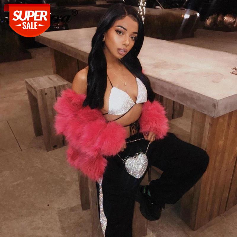 

Dulzura glitter bling women crop top camis bra bandage backless sexy cross party clubwear 2019 autumn winter clothes streetwear #U974, White
