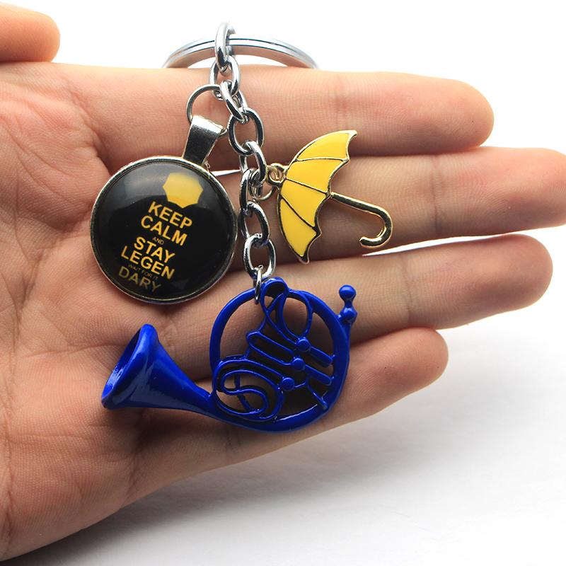 

Keychains LB2711 How I Met Your Mother TV Series Keychain Blue Horn Umbrella Pendant Keyrings Women Men Car Key Holder Ring Gifts, Silver