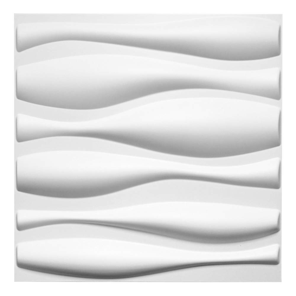 Art3d 50x50cm 3D Plastic Wall Panels Stickers Soundproof Wave Design White for Residential and Commercial Interior Décor (12pcs/set)-image-723008042
