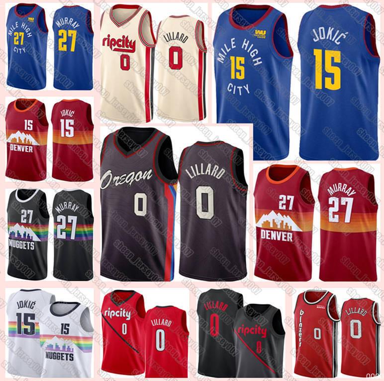 

Damian 0 Lillard 15 Nikola Portland Trail Blazers Jokic N ew Jamal 27 Murray Denver Nuggets Carmelo 00 Anthony Basketball, Black;red