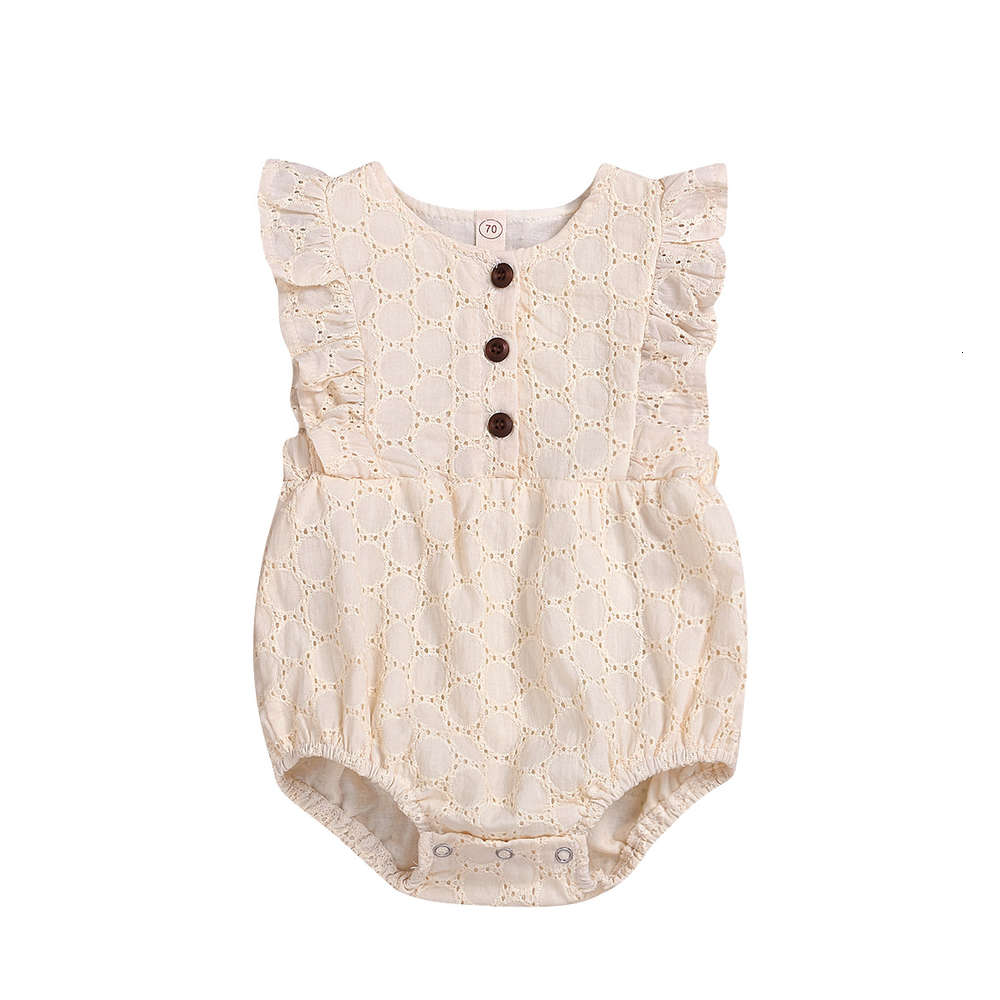 

Baby & amp; children's wear baby's solid apricot sleeveless open button hollowed out triangle hatsuit climbing suit one piece, White