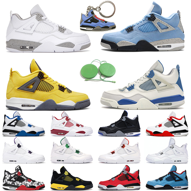 

Jumpman 4 Retro Basketball Shoes men women 4s Bred University Blue White Oreo Black Cat mens trainer, White cement