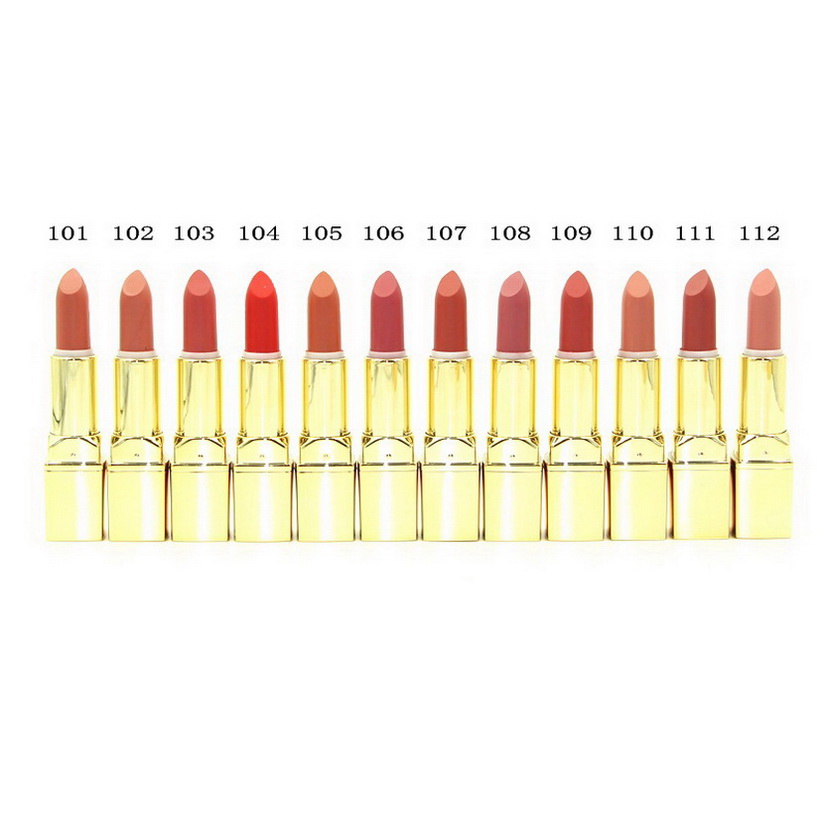 Matte Lipstick Shades For Woman Rouge A Levres Easy to Wear Natural Gold Square Tube 3.5g 12 Color Makeup Lip Stick-image-755758078