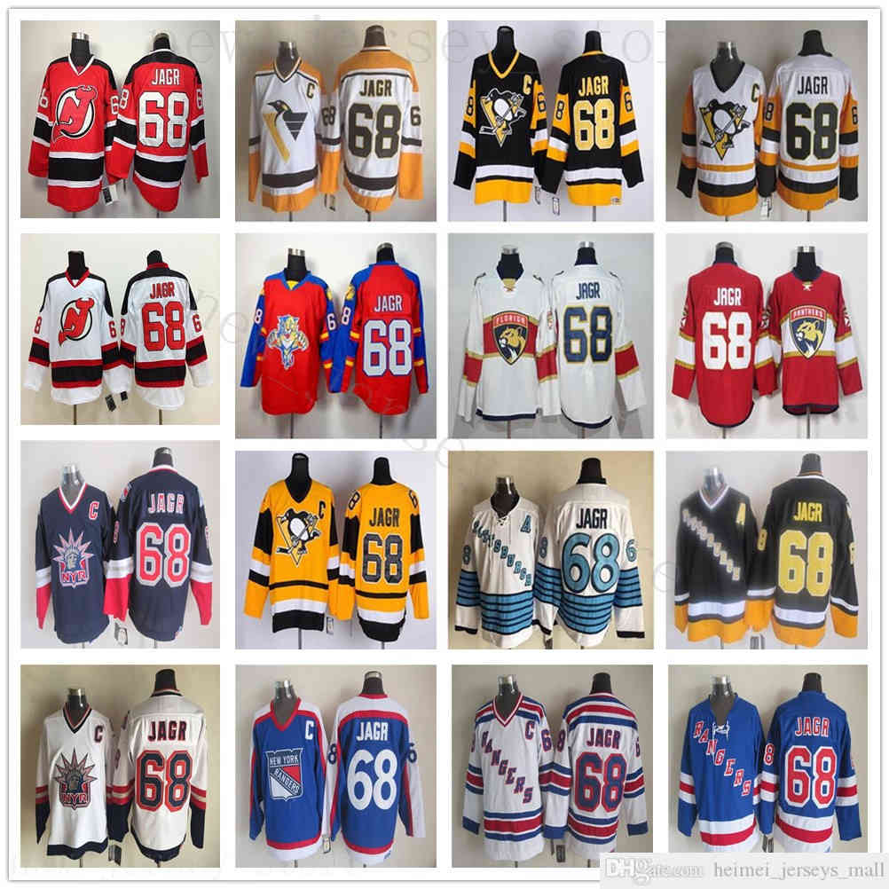 

Vintage CCM 68 Jaromir Jagr Jerseys Pittsburgh Penguins Ice Hockey Jaromir Jagr Jersey White Red Stitched Retro Black Blue Yellow, Ccm as picture