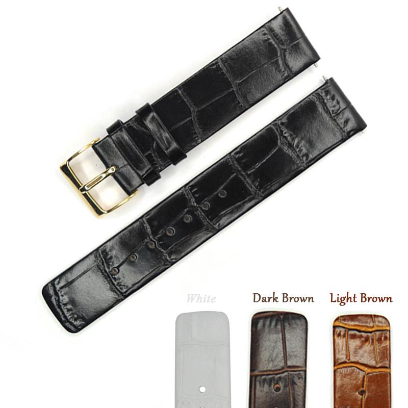 

Watch Bands YQI 18mm 20mm Strap Band Real Leather Soft Thin Watchband Belt For Men Women Gold Buckle Black Brown White