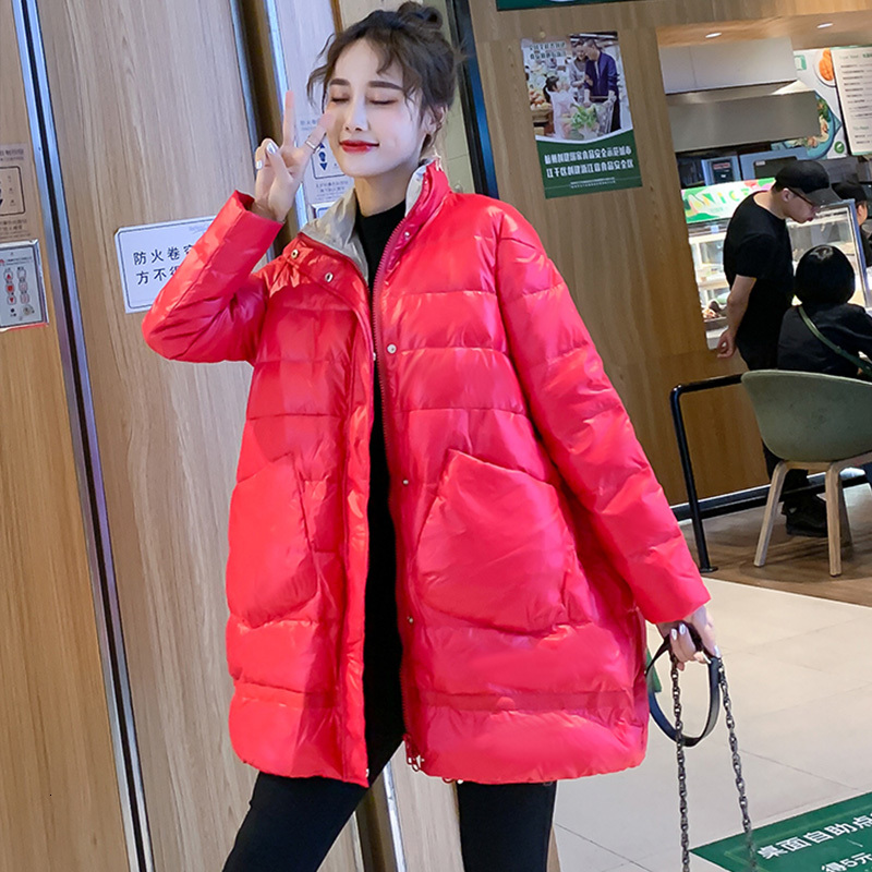 

2021 New Winter Ultra Light Jacket Women Loose White Duck Down Coat Big Pocket Parkas Female Red Black Snow Warm Outwear Diqb