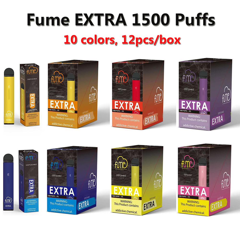 

Top Fume Extra Disposable Vapes 1500 Puffs E Cigarette 850mAh Battery 5.0ml 10 Colors Electronic Cigarette Disposable Device