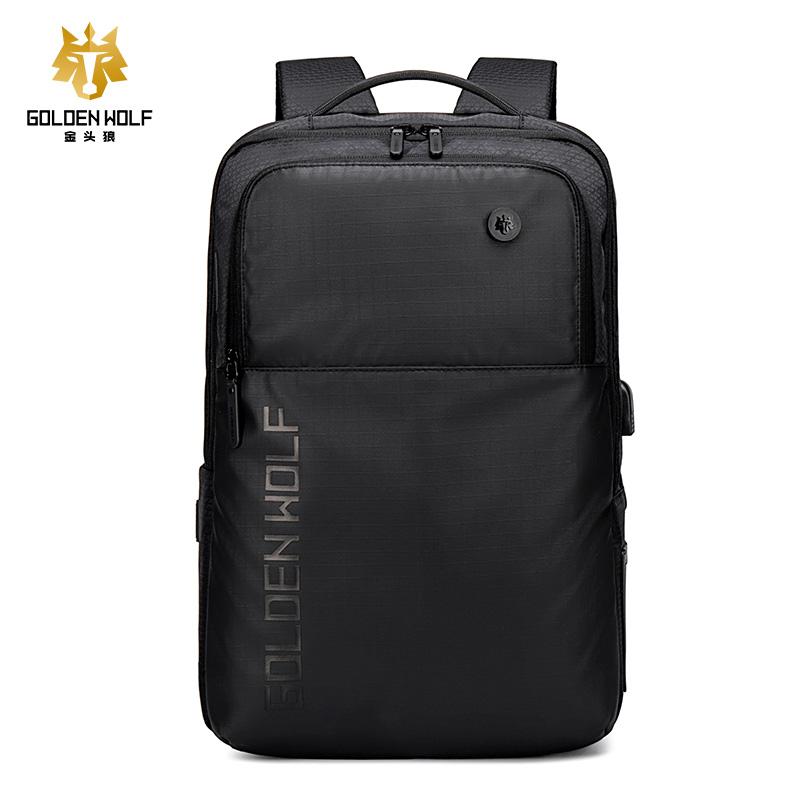 

Backpack GOLOEN WOLF Unisex Waterproof Laptop Oxford Large Capacity Anti Theft 15.6 Men's Bags Casual Usb Charging, Burgundy