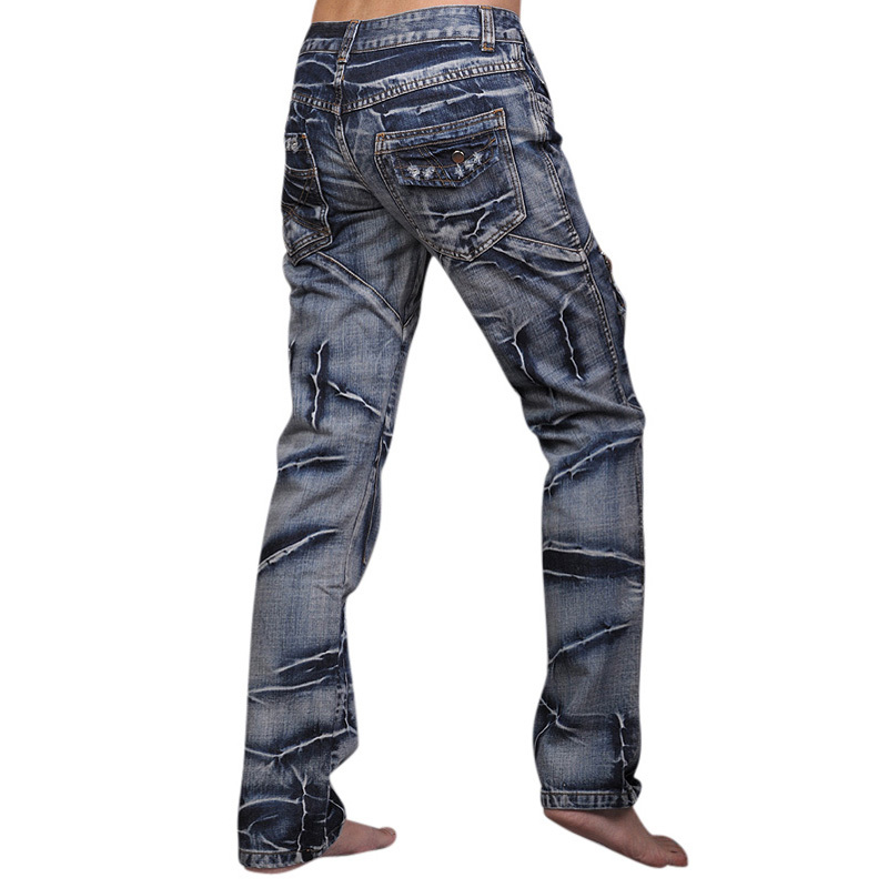 

Wholesale- Mens Designer Anthony Dragon Printing Jeans Denim Top Pants Man Fashion Pant Clubwear W30 32 34 36 38 L32 J018, Blue
