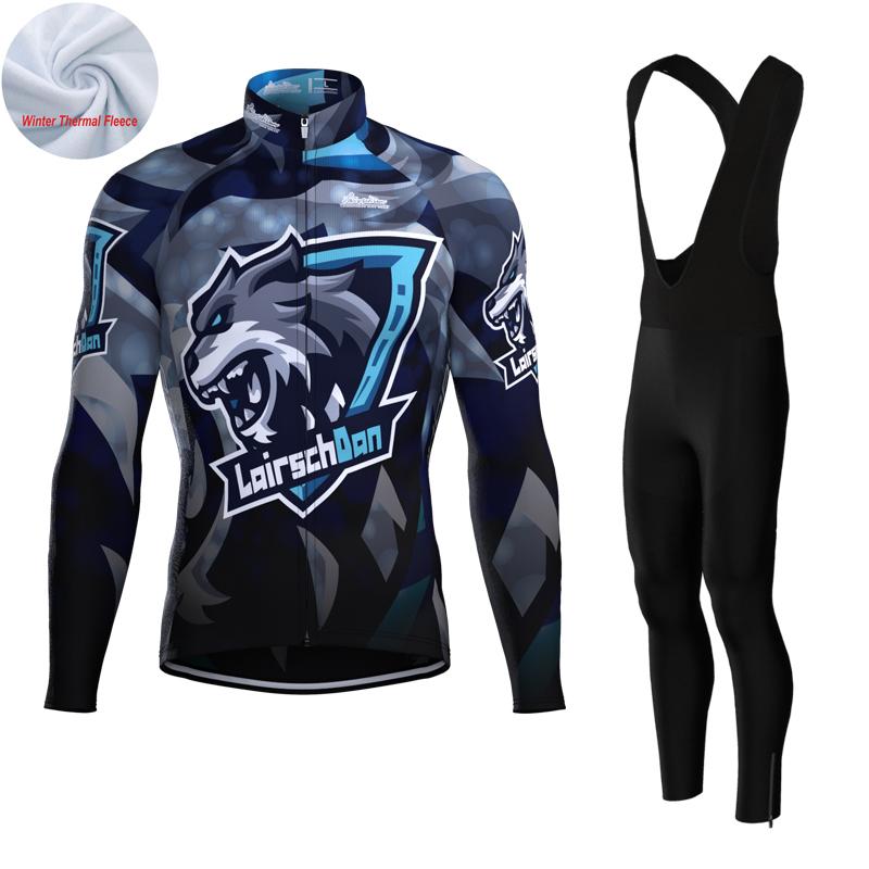 

Racing Sets LairschDan Conjunto Ciclismo Hombre Invierno Mtb Bicycle Clothes Thermal Fleece Long Sleeve Cycling Jacket Road Bike Jersey Set, Black;blue