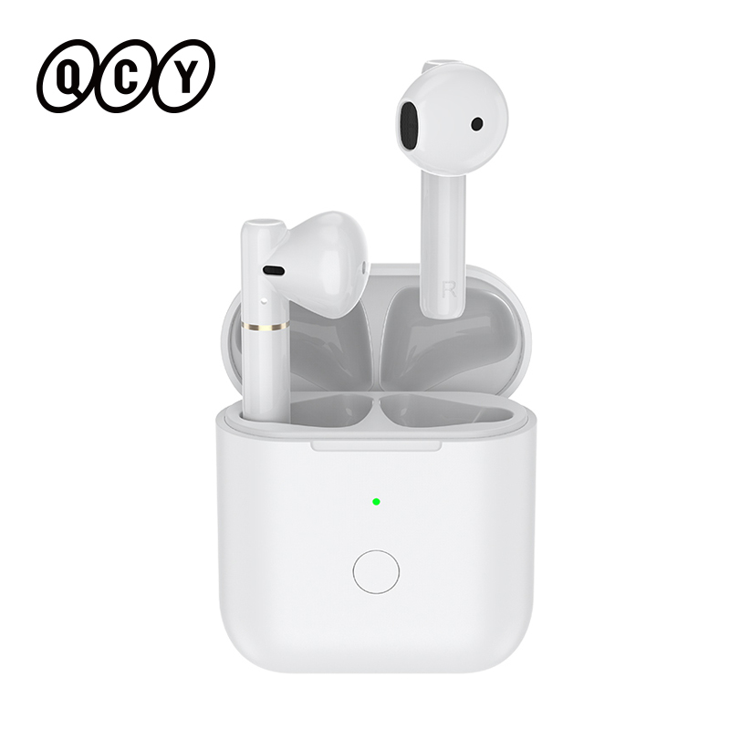 

TWS wireless earbuds QCY T8 Bluetooth Earphone Semi-in-ear Wireless TWS Dual Connection Headphone Hall Magnetic Earbuds with Microphone Headset, White