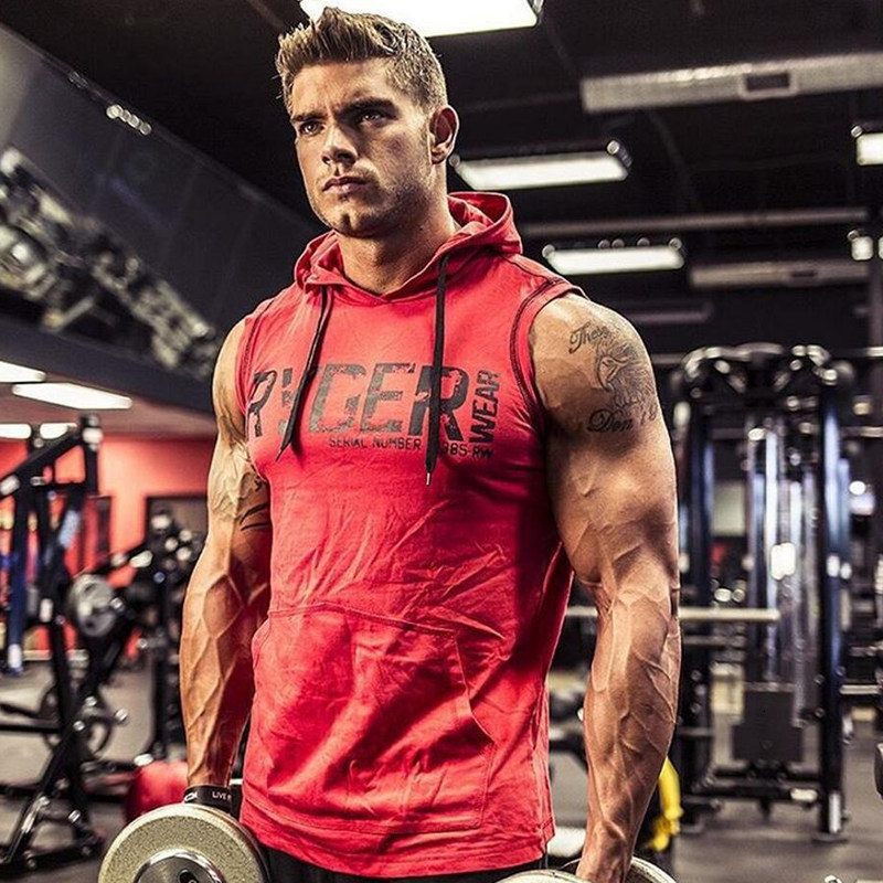 

2021 New Mens Bodybuilding Hooded Tank Tops Gyms Fitness Workout Sleeveless Hoodie Sweatshirt Male Fashion Casual Cotton Vest Sportswear 11q, Black