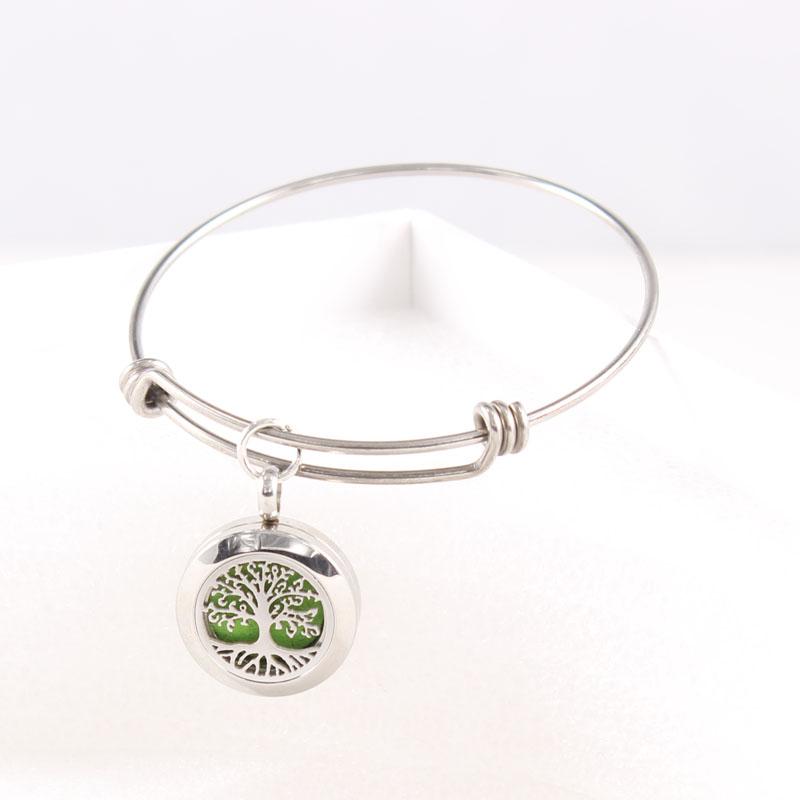 

Bangle 2021 Tree Flower Diffuser Locket 1.6mm Thick Expandable Bracelet Never Fade Stainless Steel Women