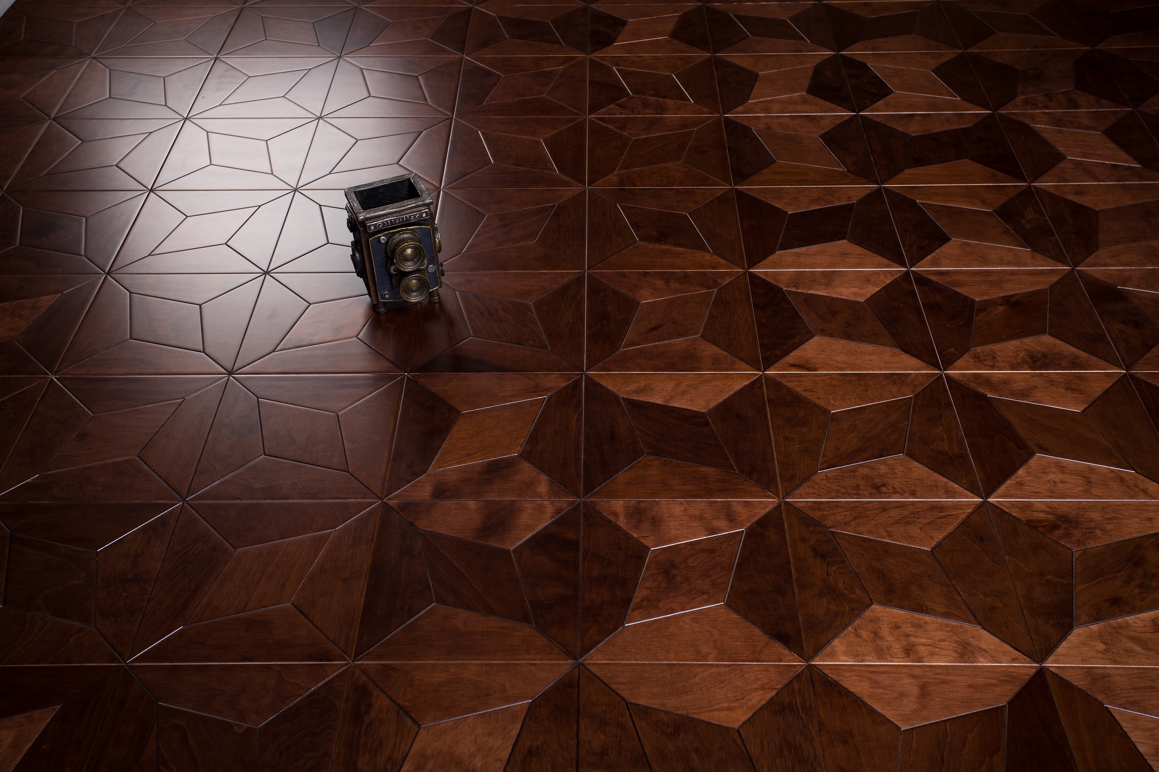 Dark Color Birch Antique flooring flower pattern interior decor backdrops wallpaper carpet Large living room European style wooden floors-image-254535705