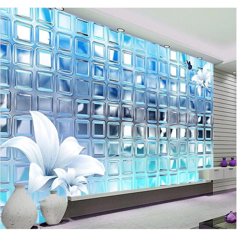 

Wholesale- 3d Wallpaper Mural Art Decor Picture Backdrop Modern Living Room Hotel Restaurant Silver Mosaic Squ jllDzU sport77777