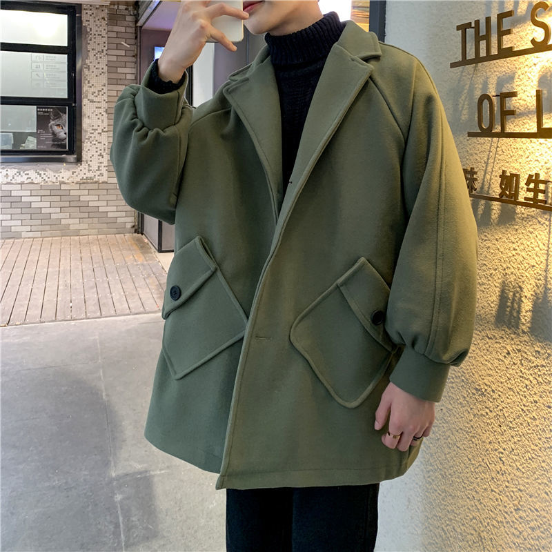 

2021 New Winter Thick Men's Warm Fashion Retro Casual Oversize Men Loose Korean Woolen Coat Mens Overcoat -2xl 33yz, Khaki