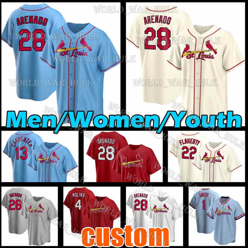 

28 Nolan Arenado Jersey 4 Yadier Molina Men Youth Women Custom 46 Paul Goldschmidt 1 Ozzie Smith Jack Flaherty Dylan Carlson Matt Carpenter, Women custom new coolbase(hongque)