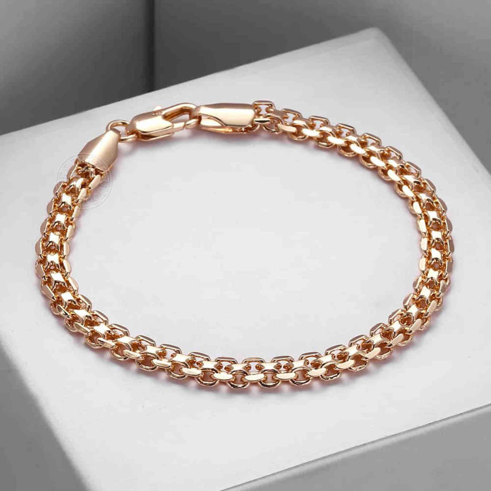 

5mm Womens Mens Bracelet 585 Rose Gold Braided Weaving Bismark Hammered Venitian Link Chain Fashion Jewelry Dcb05