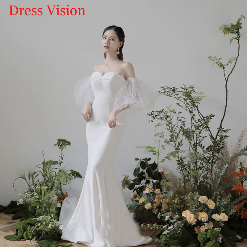 

2021 Satin Wedding Es Lace Sleeves Robe Marie to Be Long Bride Gown Vestido De Novia Suknia Lubna Eyc4, Ivory