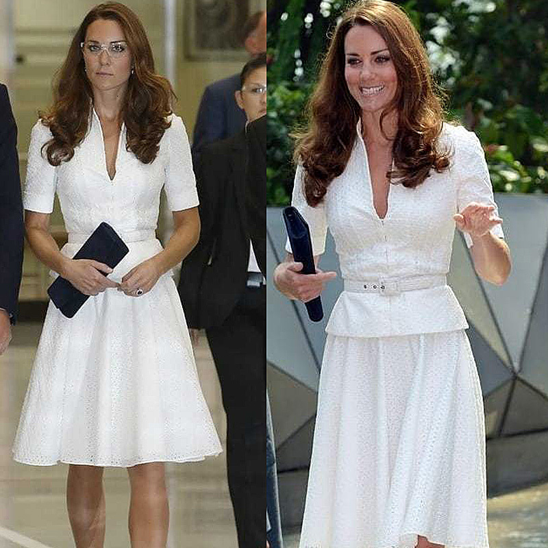 

Kate Middleton High Quality 2021 Summer New Women' Fashion Party Elegant Chic Gentlewoman Lace White Dresses Knee Length 7bq5