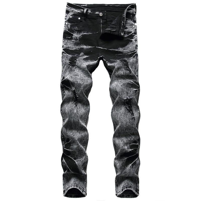 

Men's Jeans European American Style Mens Fashion Luxury Denim Trousers Casual Slim Straight Zipper Pants, Black