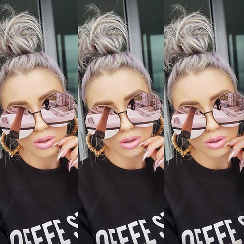 

Sunglasses Victorylip Women Men Brand Designer 2021 Round Rose Gold Mirror Sun Glasses Female UV400 Big Size Metal Frame
